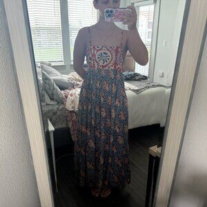 Natural Life Bailey Maxi Dress - Navy / Red Mix Print